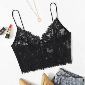 NEW! Black Lace Crop Cami Shein Top (1X) - bralette